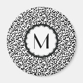 Monogramm aus schwarzem und weißem Leopard Magnet (Vorne)