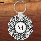 Monogramm aus schwarzem und weißem Leopard Schlüsselanhänger (Vorderseite)