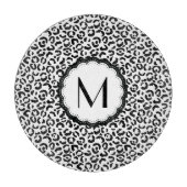 Monogramm aus schwarzem und weißem Leopard Schneidebrett (Vorderseite)