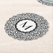 Monogramm aus schwarzem und weißem Leopard Untersetzer (angewinkelt)