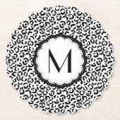 Monogramm aus schwarzem und weißem Leopard Untersetzer (Vorderseite)