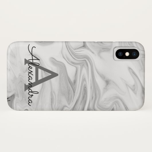 Monogramm aus schwarzem und weißem Marmor Case-Mate iPhone Hülle (Rückseite (Horizontal))