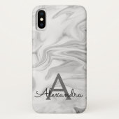 Monogramm aus schwarzem und weißem Marmor Case-Mate iPhone Hülle (Rückseite)