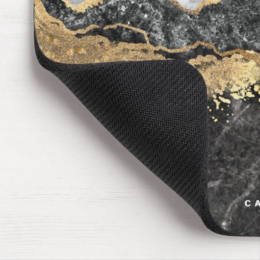 Monogramm aus schwarzem und weißem Marmor Mousepad (Ecke)