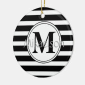 Monogramm aus schwarzem und weißem, modernen Strei Keramik Ornament (Links)
