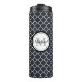 Monogramm aus schwarzem und weißem Quatrefolie Thermosbecher (Vorderseite)