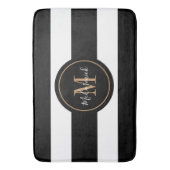 Monogramm aus schwarzen und goldweißen Streifen Badematte (Vorderseite Vertikal)