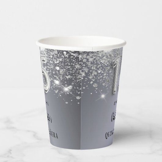 Monogramm aus Silberstäube Pappbecher (Rechts)