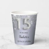 Monogramm aus Silberstäube Pappbecher (Vorderseite)