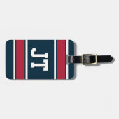 Monogramm aus Stahlblau und Rot Gepäckanhänger (Vorderseite horizontal)