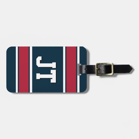 Monogramm aus Stahlblau und Rot Gepäckanhänger (Vorderseite horizontal)