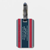 Monogramm aus Stahlblau und Rot Gepäckanhänger (Rückseite vertikal)