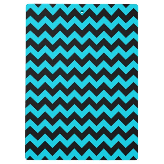 Monogramm aus türkisfarbenem Zickzack Muster Klemmbrett (Rückseite)