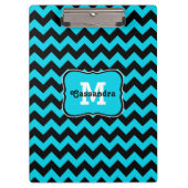 Monogramm aus türkisfarbenem Zickzack Muster Klemmbrett (Vorderseite)