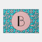 Monogramm aus türkisfarbenen und rosa Paisleys Fußmatte (Vorderseite)
