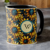 Monogramm aus vergoldetem und Aquamarinem Sonnenbl Tasse