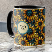Monogramm aus vergoldetem und Aquamarinem Sonnenbl Tasse