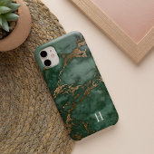 Monogramm aus waldgrünem und kopfähigem Marmor Case-Mate iPhone Hülle