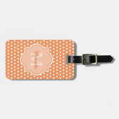 Monogramm aus weichem Orangenpolka mit Name Gepäckanhänger (Vorderseite horizontal)