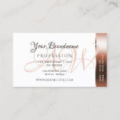 Monogramm aus weißem Kupfer und weißen Streifen Visitenkarte (Rückseite)