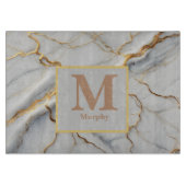 Monogramm aus weißem Marmor und Goldvene Schneidebrett (Vorderseite)
