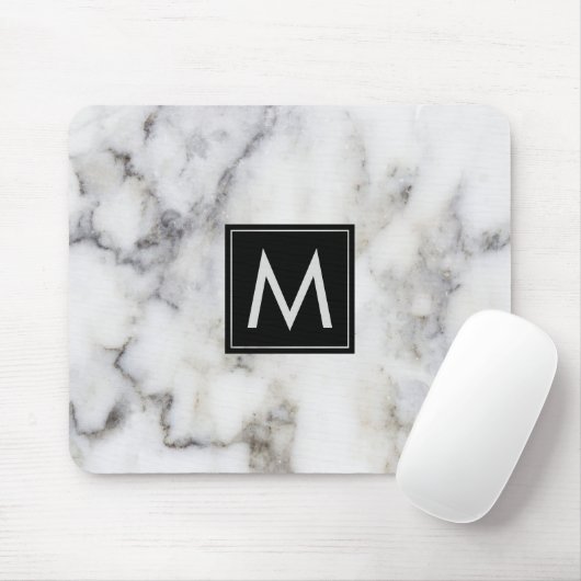 Monogramm aus weißem Marmorstein Mousepad (Mit Mouse)