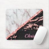 Monogramm aus weißem Marmorstein und schwarz-rosa  Mousepad (Mit Mouse)