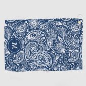 Monogramm aus weißem und blauem Vintagem Paisley Golfhandtuch (Horizontal)