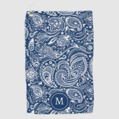 Monogramm aus weißem und blauem Vintagem Paisley Golfhandtuch (Vorderseite)