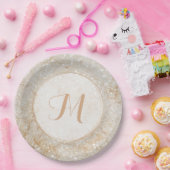 Monogramm aus weißem und goldfarbenem Sparkon Pappteller (Party)