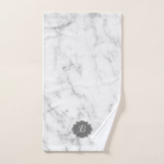 Monogramm aus weißem und grauem Marmor Badhandtuch Set (Handtuch)