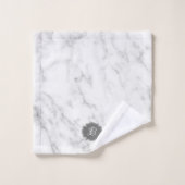 Monogramm aus weißem und grauem Marmor Badhandtuch Set (Waschlappen)