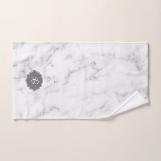 Monogramm aus weißem und grauem Marmor Badhandtuch Set (Handtuch)