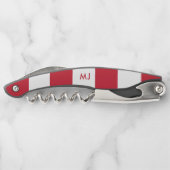 Monogramm aus weißen und roten Streifen Kellnermesser (Rückseite)