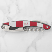 Monogramm aus weißen und roten Streifen Kellnermesser (Vorderseite)