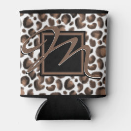Monogramm außerhalb der Box schwarz-brauner Leopar Dosenkühler