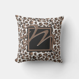 Monogramm außerhalb der Box schwarz-brauner Leopar Kissen