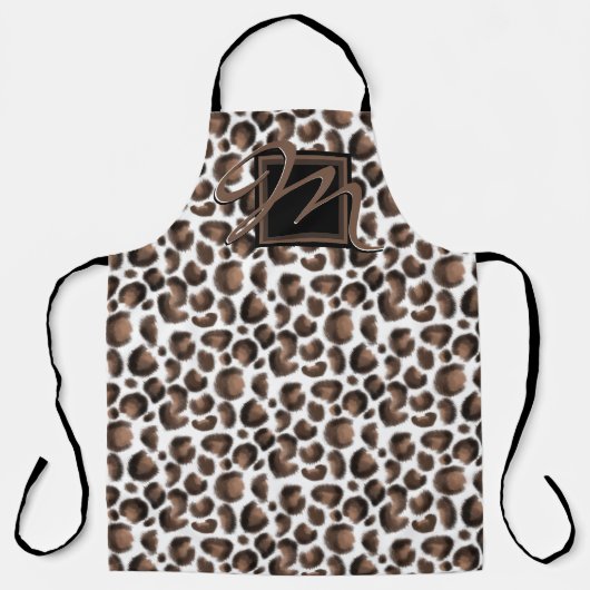 Monogramm außerhalb der Box schwarz-brauner Leopar Schürze (Vorderseite)