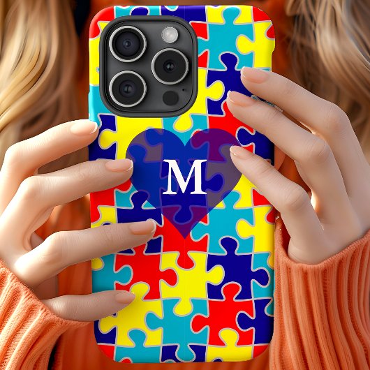 Monogramm Autism-Bewusstsein Asperger Puzzle-Muste Case-Mate iPhone Hülle