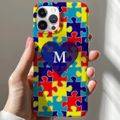 Monogramm Autism-Bewusstsein Asperger Puzzle-Muste Case-Mate iPhone Hülle