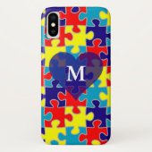 Monogramm Autism-Bewusstsein Asperger Puzzle-Muste Case-Mate iPhone Hülle (Rückseite)