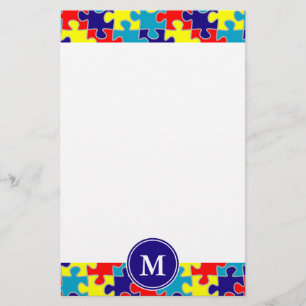 Monogramm Autism-Bewusstseins-Asperger-Puzzle-Must Briefpapier