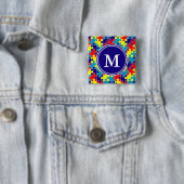 Monogramm Autism-Bewusstseins-Asperger-Puzzle-Must Button (Beispiel)