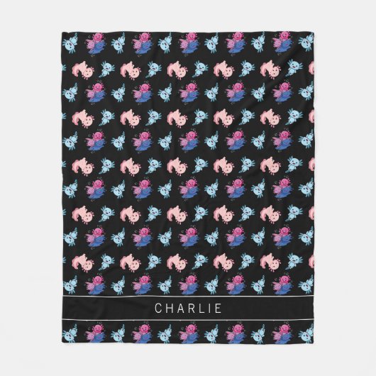 Monogramm Axolotmuster Fleecedecke (Vorderseite)