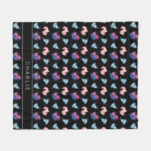 Monogramm Axolotmuster Fleecedecke (Vorderseite (Horizontal))