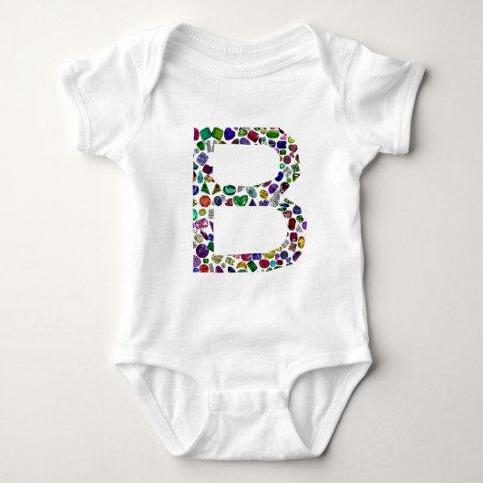Monogramm B Baby Strampler (Vorderseite)