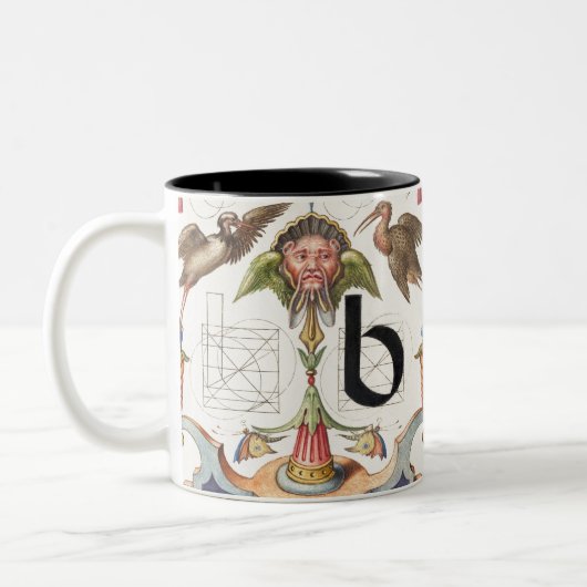 Monogramm B, Buchstabe B, Alphabet B, Monogramm A+ Zweifarbige Tasse (Links)