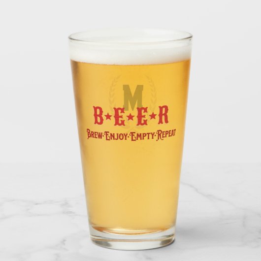 Monogramm ‚B*E*E*R‘ Glas (Vorne (Gefüllt))