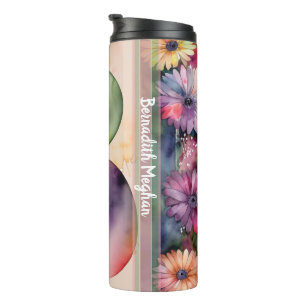 Monogramm B Farbige Wasserfarben-Blumen Hydration Thermosbecher