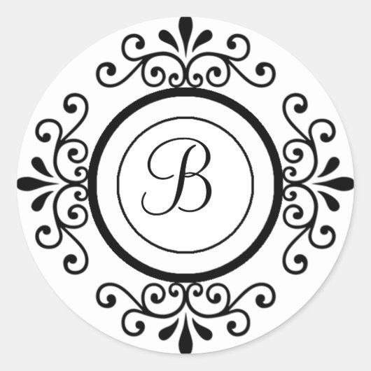 Monogramm B für Umschlag Aufkleber für Hochzeitsei (Vorderseite)